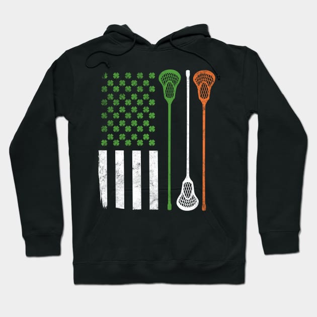 St Patrick's Day lacrosse Irish American Flag Gift Hoodie by HCMGift